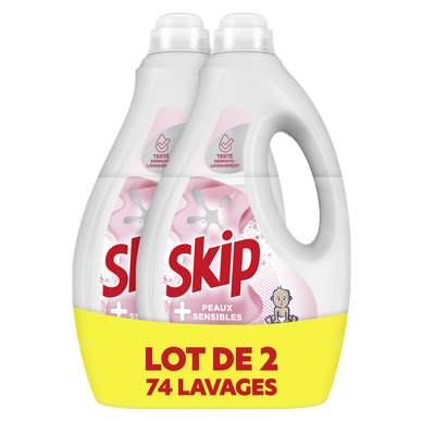 Lessive liquide peaux sensibles SKIP 2x37 lavages