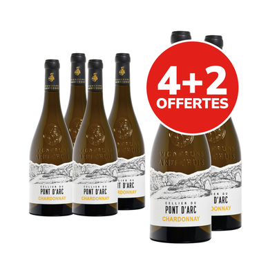 Ardèche IGP blanc Pont d'Arc Chardonnay 2025 4x75cl + 2 offertes