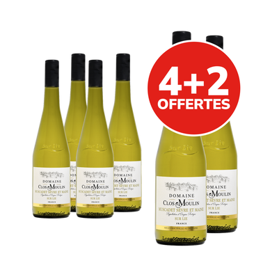 Muscadet Sèvre et Maine sur Lie AOP blanc Domaine Clos du Moulin HVE32025 4x75cl + 2 offertes