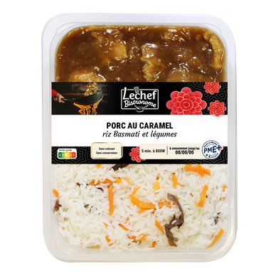 Porc au caramel et riz, 2 parts, 600g