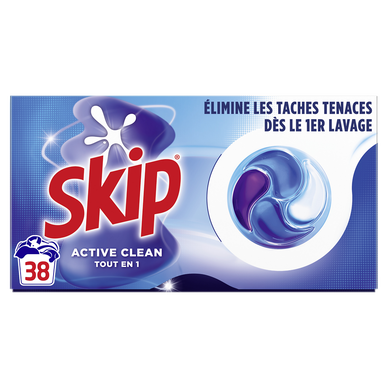 Lessive Capsule ACTIVE CLEAN Tout en 1 SKIP - 38 capsules