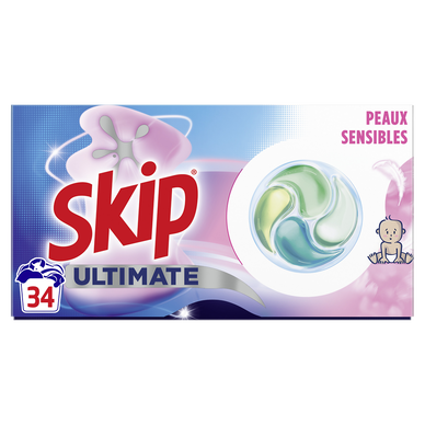 Lessive Capsules Peaux sensibles Ultimate SKIP - 34 capsules