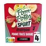 Compotes gourdes sport pomme fraise banane POM'POTES, 4x90g