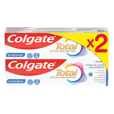 Dentifrice COLGATE total 24h active prévention blancheur 2x75ml
