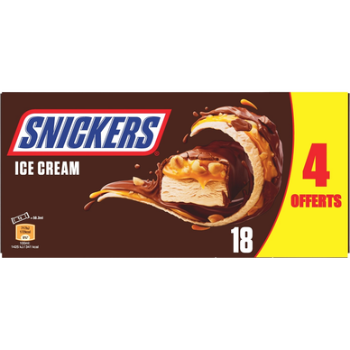 Crème glacé barres caramel cacahuètes SNICKERS x18 821g
