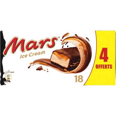 Glace barres chocolat caramel MARS, x18 dont 4 offertes 720g