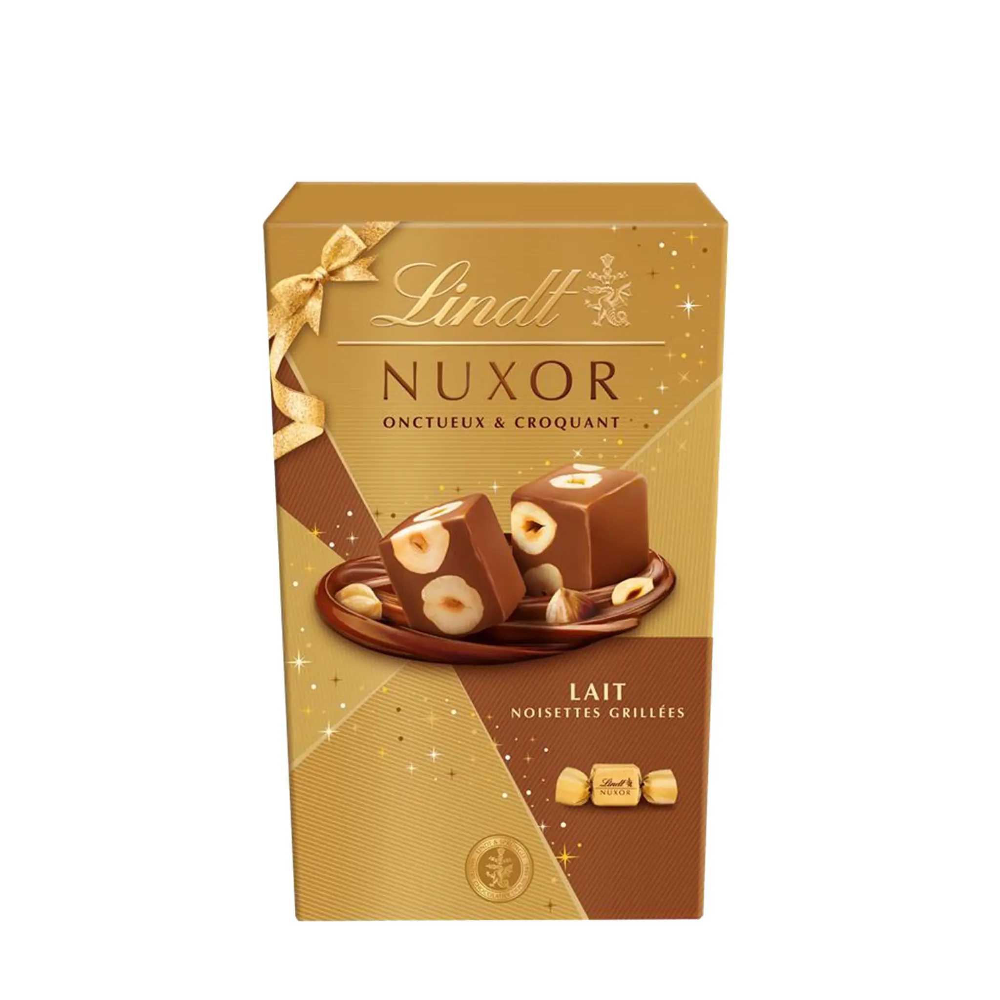 LINDT Nuxor bouchées de chocolat au lait et aux noisettes gianduja