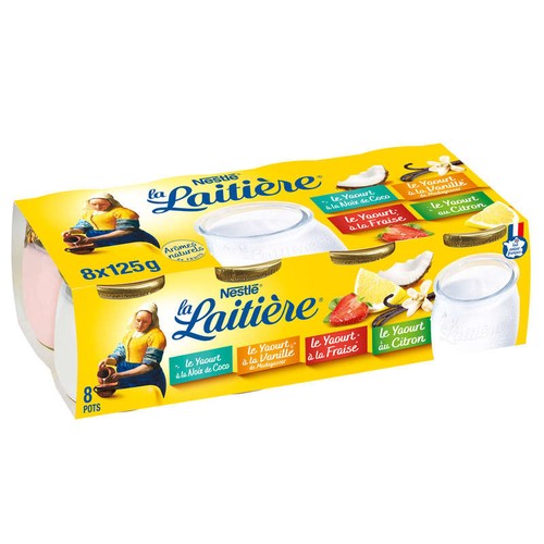 La Laitière Yaourt pot de verre aromes naturels Panaches 8x125g