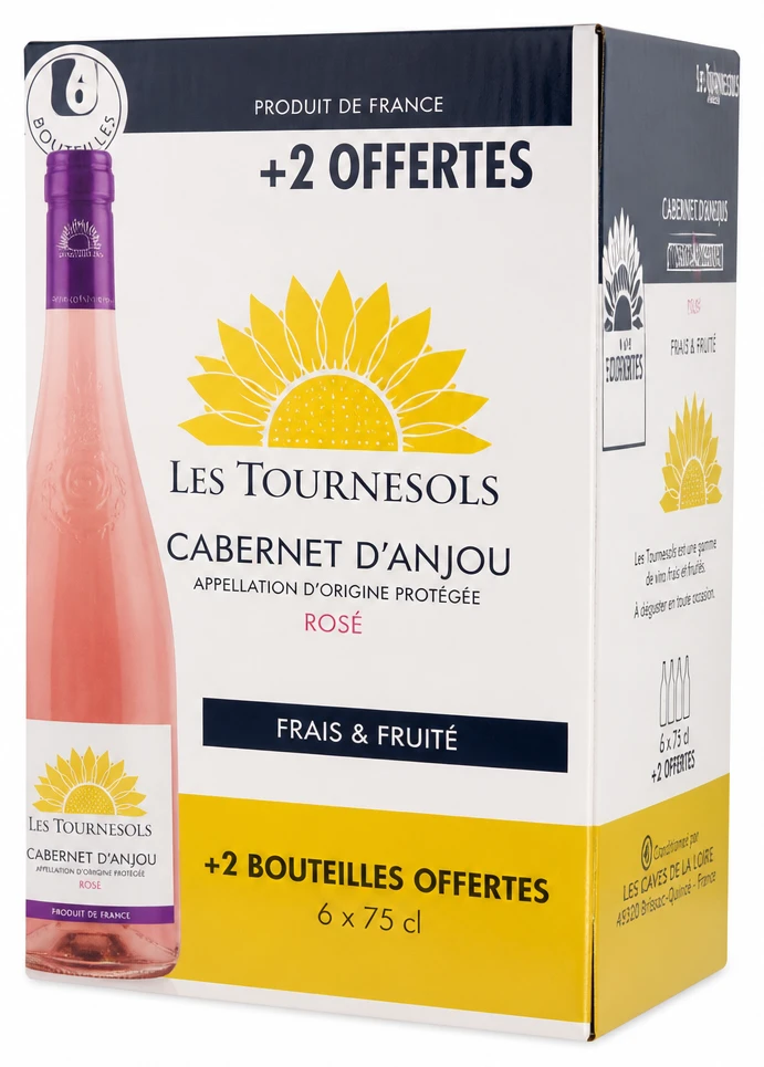 Les Tournesols Cabernet d Anjou AOP carton 6 bouteilles