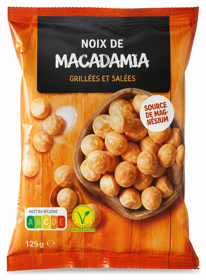 Noix de macadamia grillées et salées