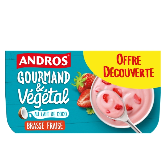 Dessert Végétal Brassé Fraise Au Lait de Coco ANDROS GOURMAND ET VEGETAL