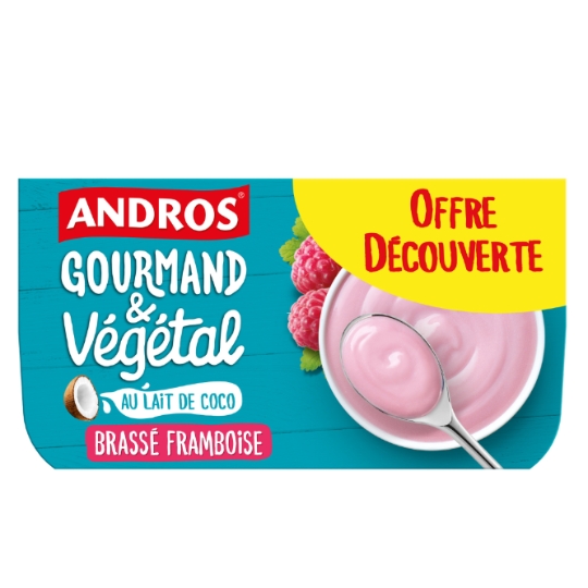 Dessert Végétal Brassé Framboise Au Lait de Coco ANDROS GOURMAND ET VEGETAL