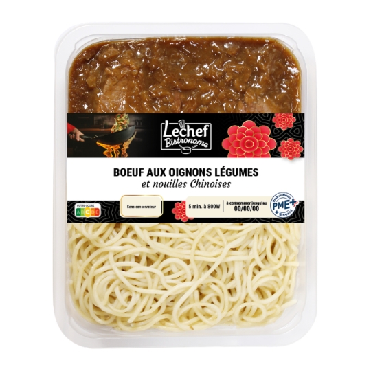 Plat Cuisiné Bœuf aux Oignons Légumes et Nouilles Chinoises LECHEF