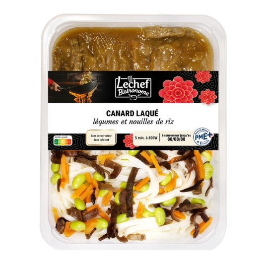 Plat Cuisiné Canard Laqué Légumes et Nouilles de Riz LECHEF