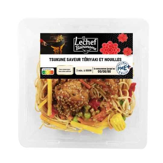 Plat Cuisiné Tsukune Saveur Teriyaki et Nouilles LECHEF