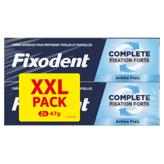 Crème Adhésive pour Prothèses Dentaires Totales ou Partielles Complete Fixation Forte Arôme Frais FIXODENT