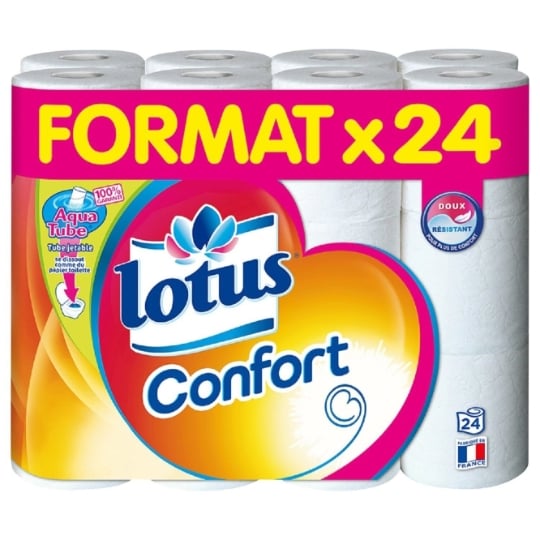 Papier Toilette Tube Jetable Confort Blanc LOTUS