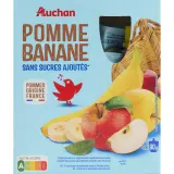 AUCHAN Gourdes pomme banane sans sucres ajoutés