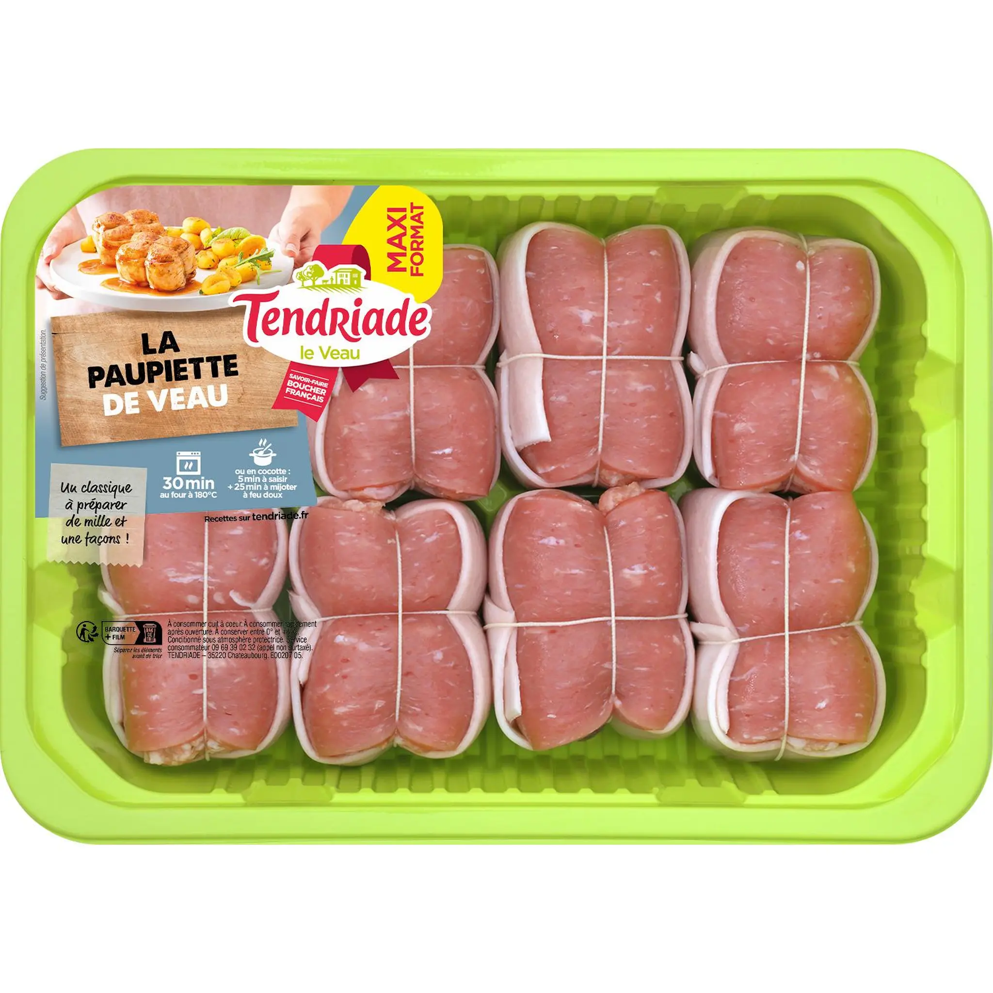 TENDRIADE Paupiettes de veau farce cuisiné oignon et ciboulette