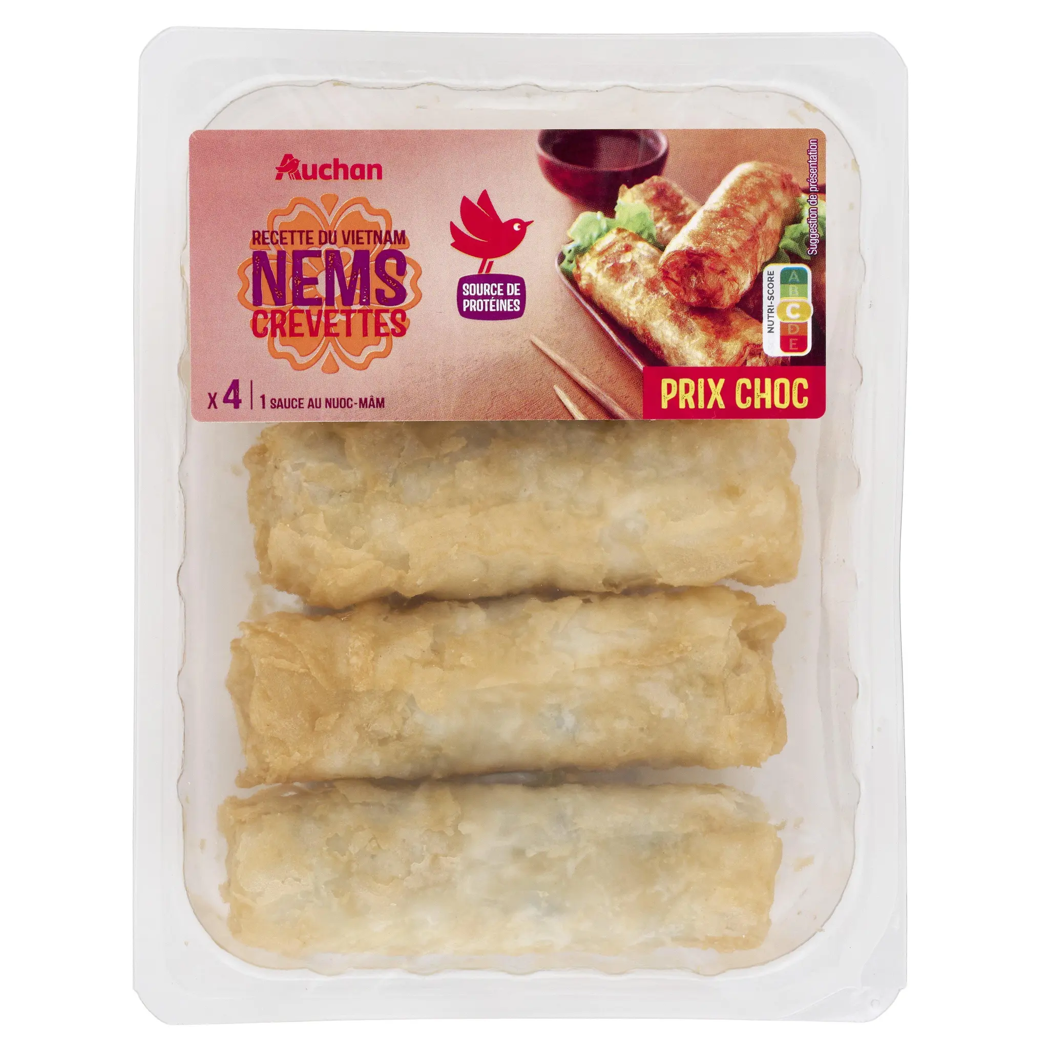 AUCHAN Nems aux crevettes et au poisson