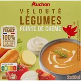 Auchan Soupe Velouté de Légumes et Pointe de Crème - Soupe liquide en brique individuelle, 2x30cl