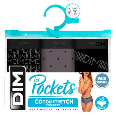 Dim Boxer pocket coton 40/42, 3 boxers
