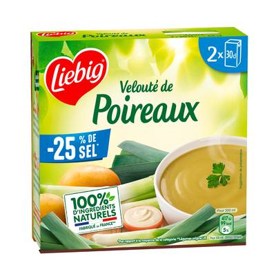 Liebig Velouté de Poireaux et Epinards Soupe liquide en brique individuelle, 2x30cl