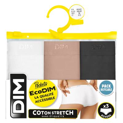 Dim Boxers EcoDim noir, blanc et beige, Taille 40/42