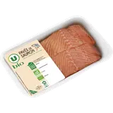 Pavé de saumon Atlantique avec peau bio, élevé en Irlande, 2 pièces,barquette 250g