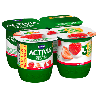 Yaourts aux fruits bifidus fraise ACTIVIA - 4x125g