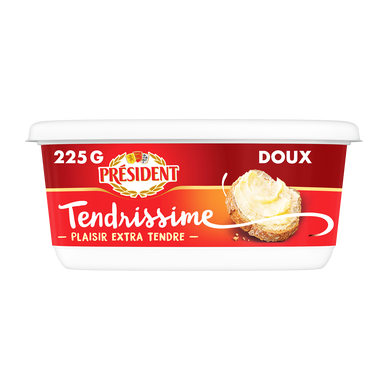 Beurrier tendrissime doux 70%mg PRESIDENT, barquette 225g