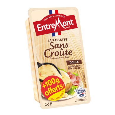 Fromage à Raclette sans croûte 30%MG ENTREMONT, 350g + 100g offert