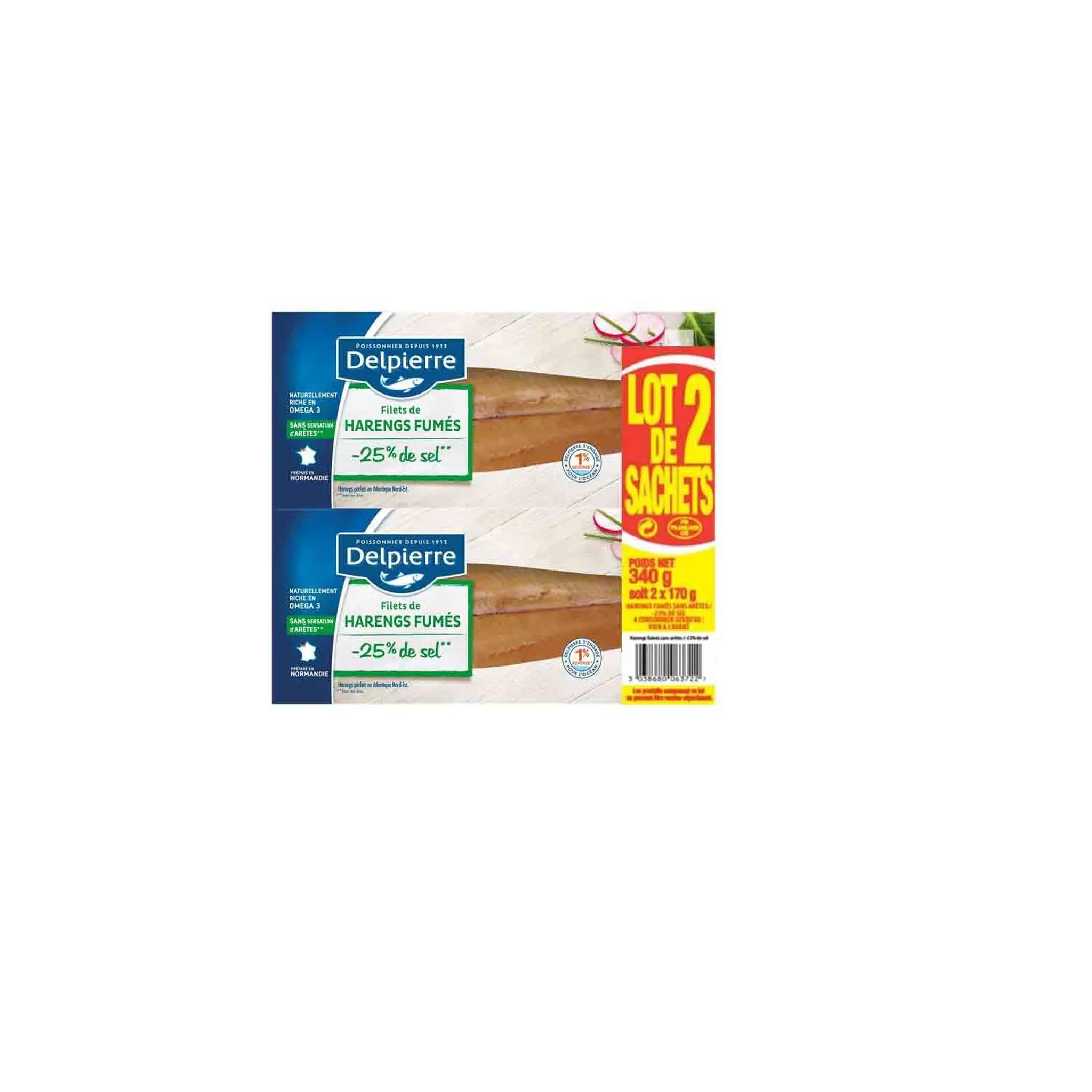 DELPIERRE Filets de harengs fumés -25% de sel