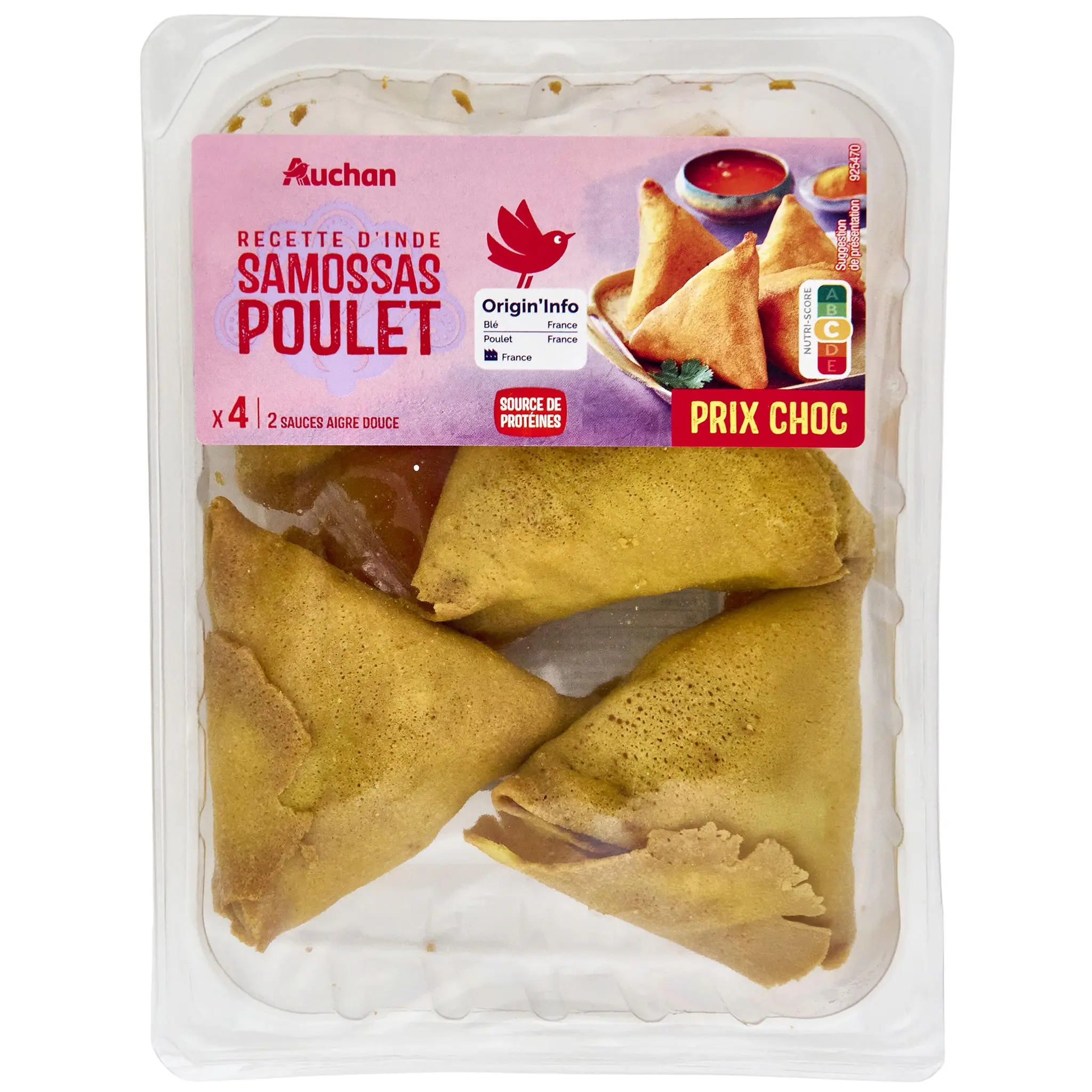 AUCHAN Samossas volaille avec 2 sauces aigre douce