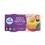 Plat bébé Dès 8 mois Purée Légumes & Pommes de Terre Avec Morceaux CARREFOUR BABY