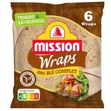 Mission 6 galettes Wraps au Blé Complet, 370g