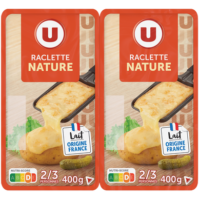 Raclette nature en tranchette 27%mg U 2x400g