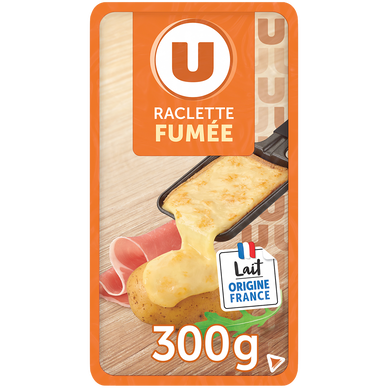 Fromage à Raclette au lait pasteurisé aromatisé fumé  27%mg, 300g