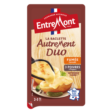 Fromage à raclette autrement duo fumé & 3 poivres ENTREMONT - 300g
