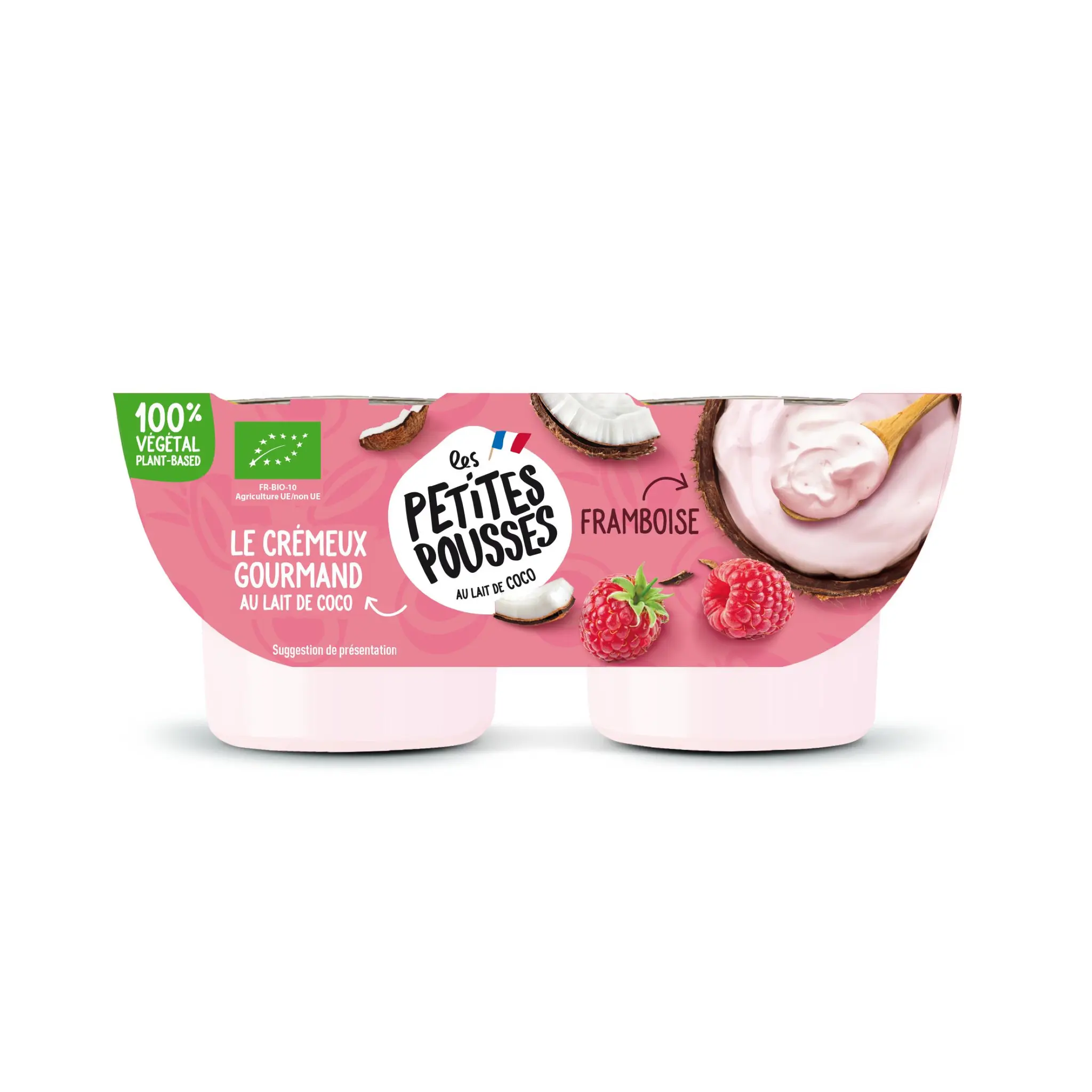 LES PETITES POUSSES Dessert végétal brassé de coco fermenté bio à la framboise