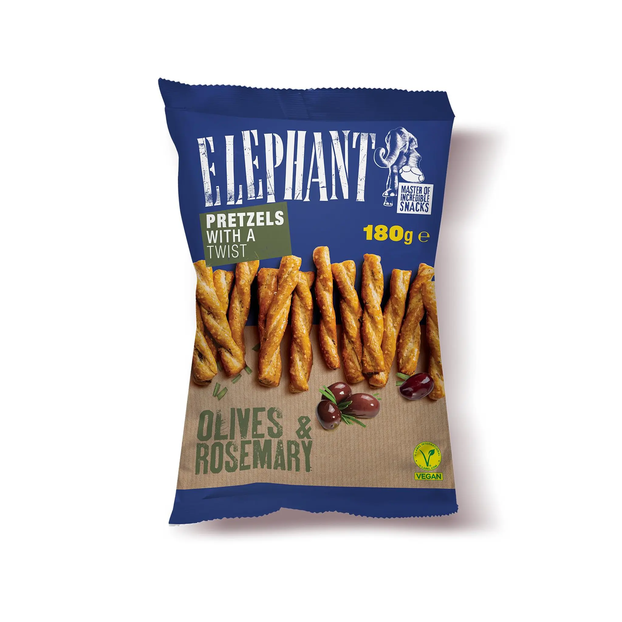ELEPHANT Twist bretzels twistés aux olives et romarin au sel de mer