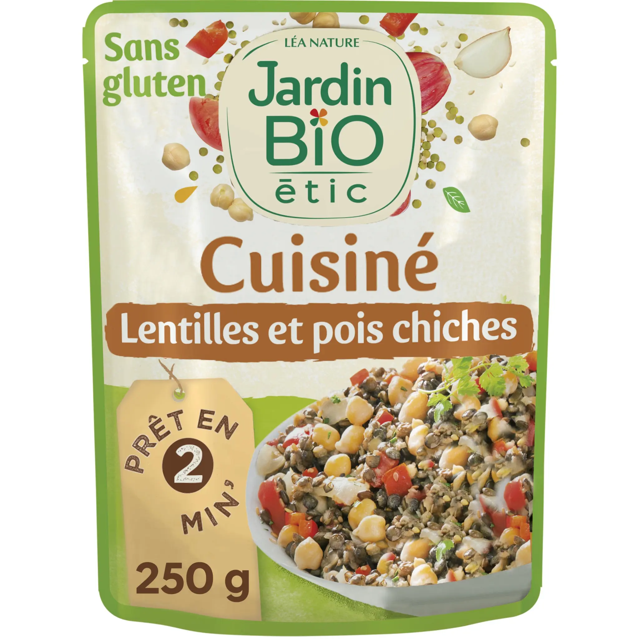 JARDIN BIO ETIC Lentilles et pois chiches cuisinés sans gluten sachet express