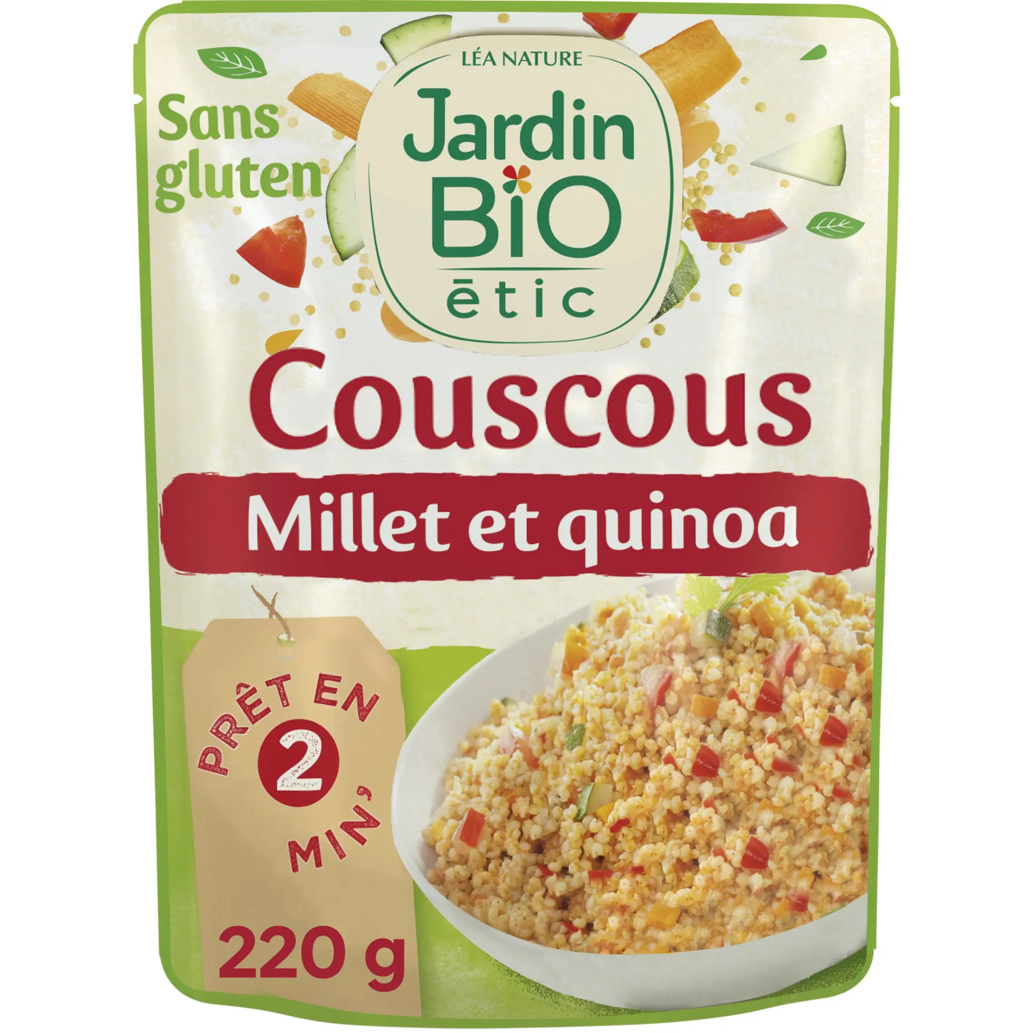 JARDIN BIO ETIC Couscous au millet et quinoa sans gluten cuisson rapide sachet express