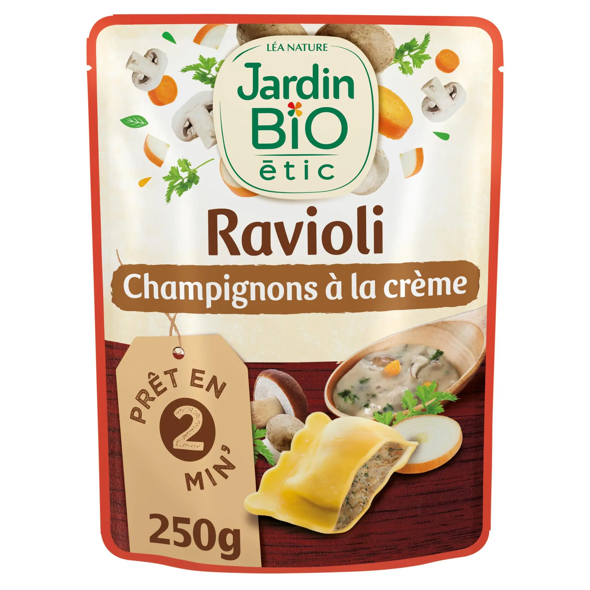 JARDIN BIO ETIC Ravioli aux champignons à la crème sachet express