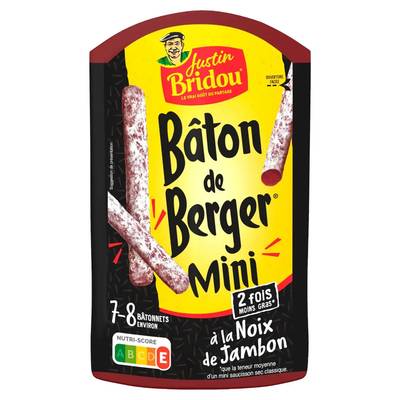 Justin Bridou Baton de Berger Mini Saucissons à la Noix de Jambon, 7/8 Saucissons - 80g
