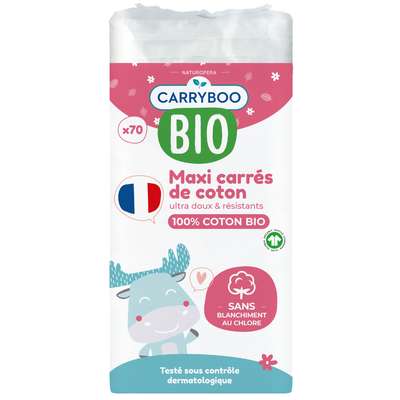Maxi carrés bébé en coton BIO, Carryboo (x 70)