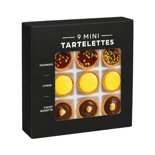 Mini Tartelettes Assortiment à la Framboise, au Citron et Cacao Noisette MIX BUFFET