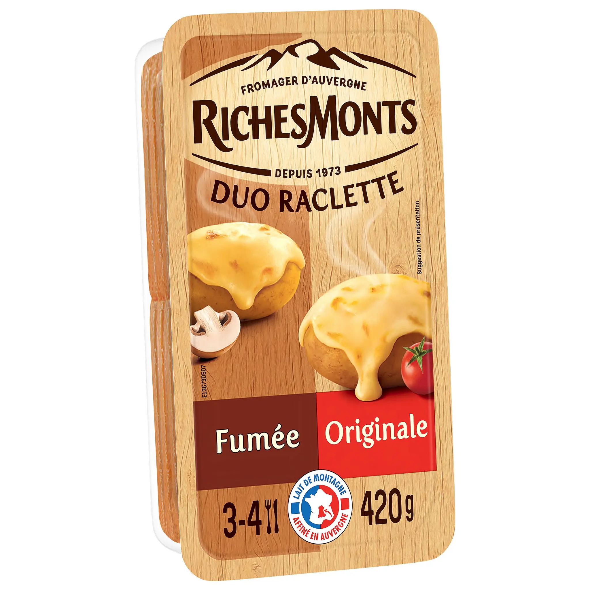RICHESMONTS Fromage à raclette nature et fumé