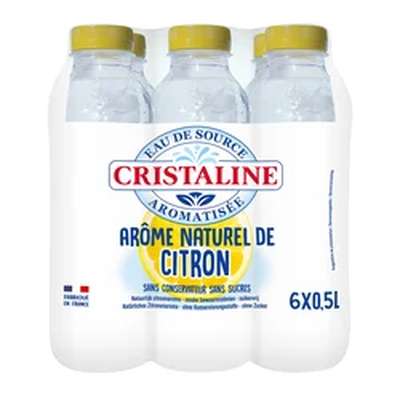 Eau aromatisée de citron, Cristaline  (6 x 50 cl)