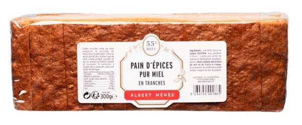 Pain d'épices pur miel en tranches, Albert Ménès (300 g)